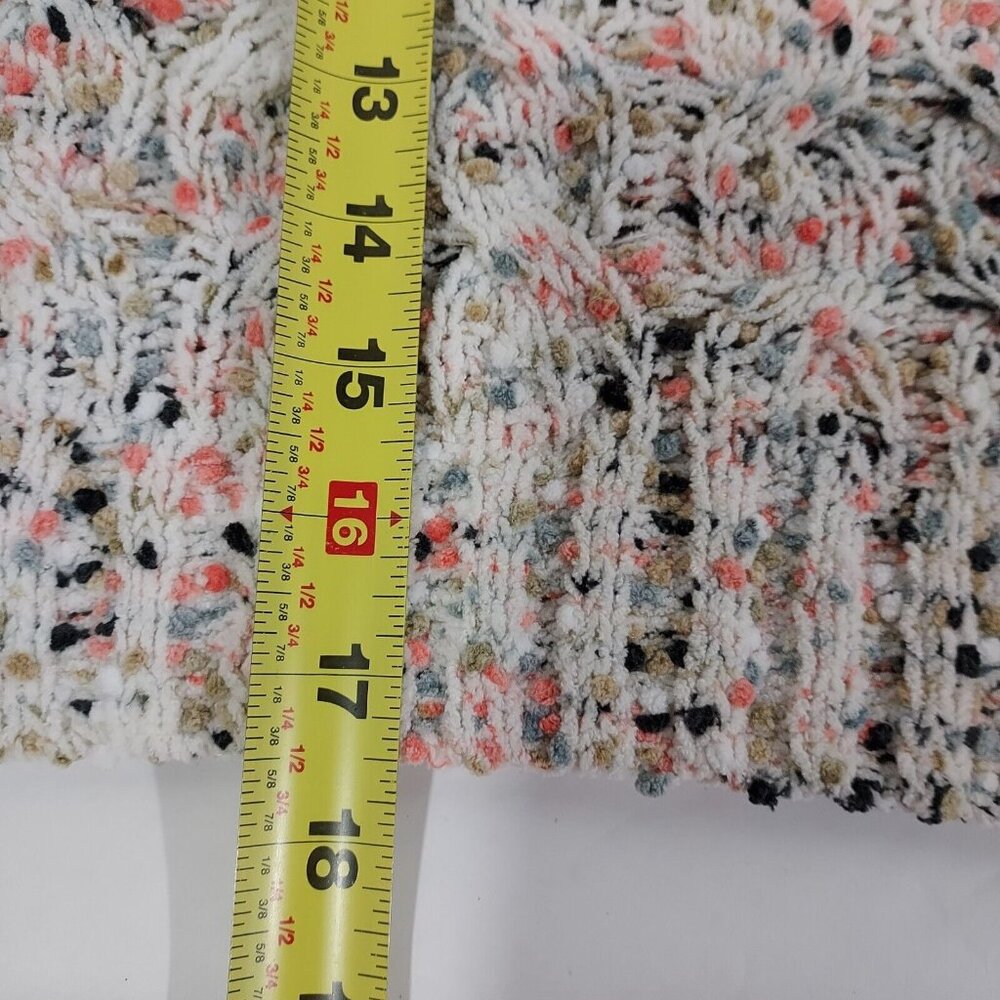 Jessica Simpson White Confetti Multi-Color Cropped Knit Sweater Ribbed Cuff Larg - Picture 6 of 14